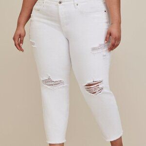 Torrid - Mom Straight Vintage Stretch High-Rise Jean in Optic White​​​​​​